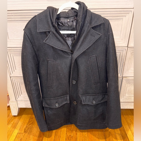 Guess Men's Black Pea Coat